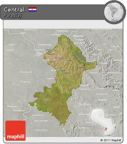 Satellite 3D Map of Central, lighten, semi-desaturated