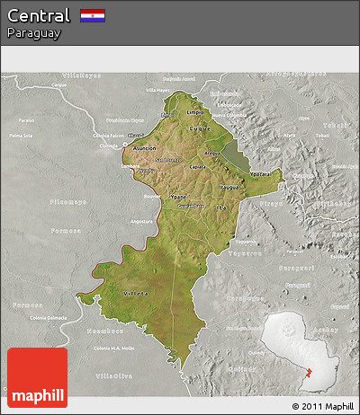 Satellite 3D Map of Central, lighten, semi-desaturated