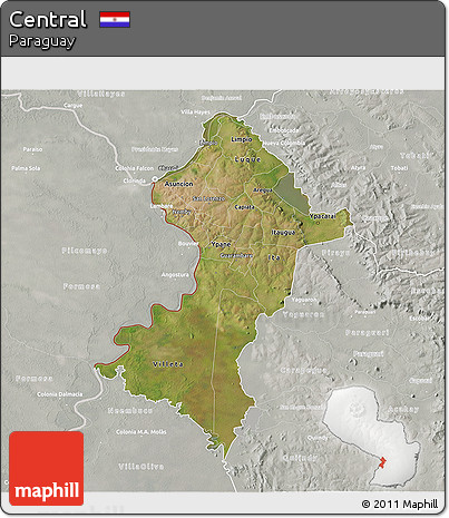 Satellite 3D Map of Central, lighten, semi-desaturated