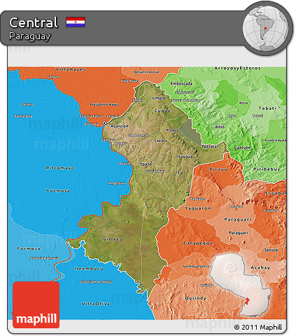 Satellite 3D Map of Central, political shades outside