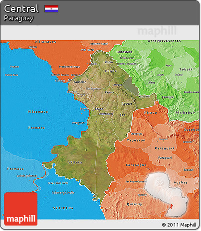 Satellite 3D Map of Central, political shades outside