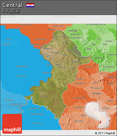 Satellite 3D Map of Central, political shades outside