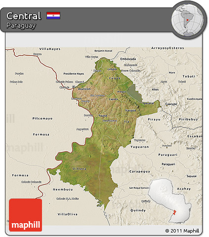 Satellite 3D Map of Central, shaded relief outside