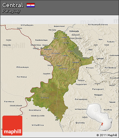 Satellite 3D Map of Central, shaded relief outside