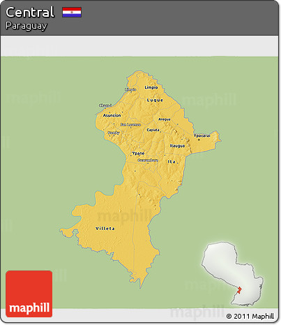 Savanna Style 3D Map of Central, single color outside
