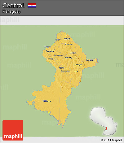 Savanna Style 3D Map of Central, single color outside