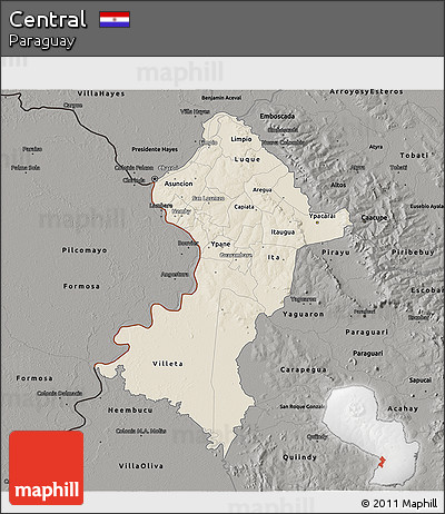 Shaded Relief 3D Map of Central, darken, semi-desaturated