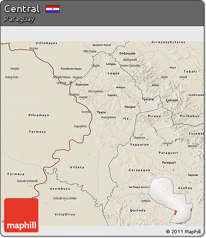 Shaded Relief 3D Map of Central
