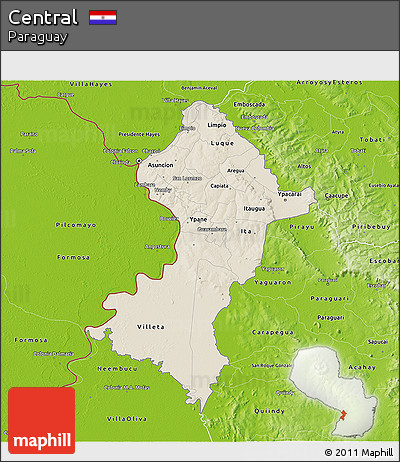 Shaded Relief 3D Map of Central, physical outside