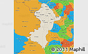 Shaded Relief 3D Map of Central, political outside