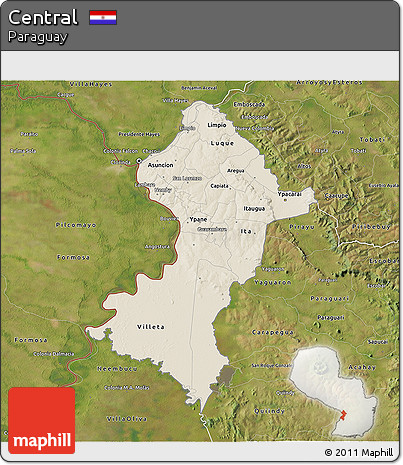 Shaded Relief 3D Map of Central, satellite outside