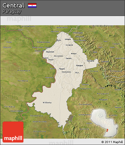 Shaded Relief 3D Map of Central, satellite outside