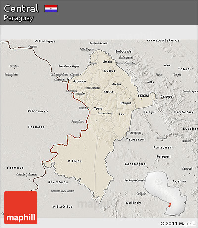 Shaded Relief 3D Map of Central, semi-desaturated