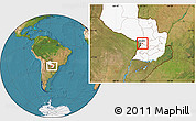 Satellite Location Map of Aregua, highlighted country