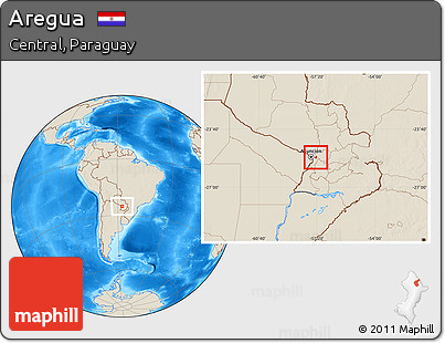 Shaded Relief Location Map of Aregua