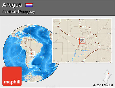 Shaded Relief Location Map of Aregua