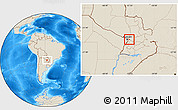 Shaded Relief Location Map of Aregua