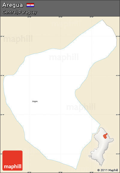 Classic Style Simple Map of Aregua, single color outside