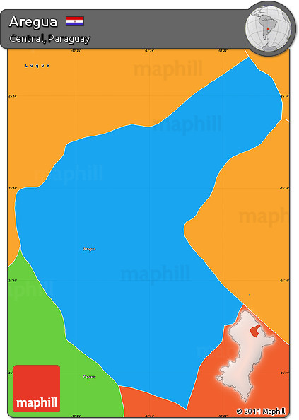 Political Simple Map of Aregua