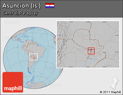 Gray Location Map of Asuncion (Is.), within the entire country, hill shading