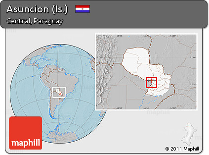 Gray Location Map of Asuncion (Is.), highlighted country, within the entire country, hill shading
