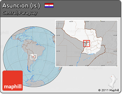 Gray Location Map of Asuncion (Is.), highlighted country, hill shading