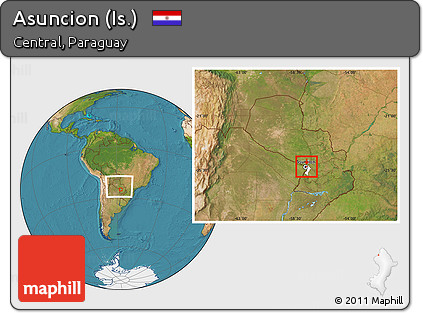Satellite Location Map of Asuncion (Is.), highlighted parent region, within the entire country