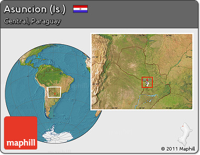 Satellite Location Map of Asuncion (Is.), highlighted parent region, within the entire country