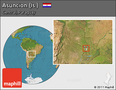 Satellite Location Map of Asuncion (Is.), highlighted parent region, within the entire country