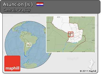 Savanna Style Location Map of Asuncion (Is.), highlighted country, hill shading
