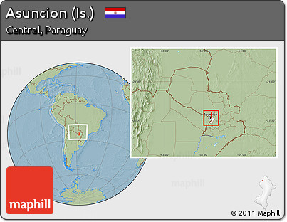 Savanna Style Location Map of Asuncion (Is.), highlighted parent region, within the entire country, hill shading