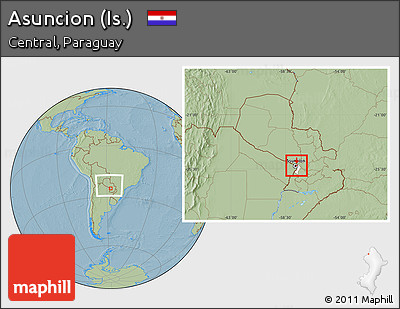 Savanna Style Location Map of Asuncion (Is.), highlighted parent region, within the entire country, hill shading