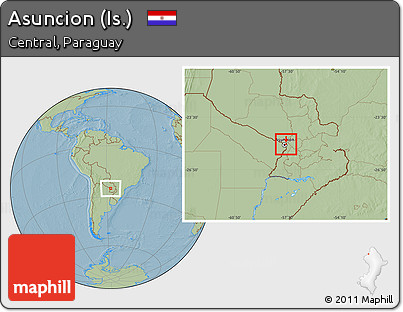 Savanna Style Location Map of Asuncion (Is.), hill shading