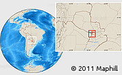 Shaded Relief Location Map of Asuncion (Is.), within the entire country