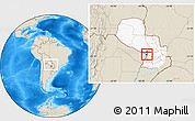 Shaded Relief Location Map of Asuncion (Is.), highlighted country, within the entire country