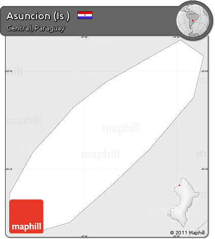 Silver Style Simple Map of Asuncion (Is.)