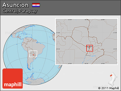 Gray Location Map of Asuncion, highlighted parent region, within the entire country