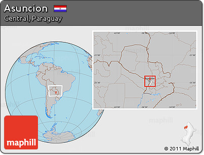 Gray Location Map of Asuncion, highlighted parent region, within the entire country