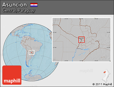 Gray Location Map of Asuncion, hill shading
