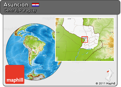 Physical Location Map of Asuncion, highlighted country