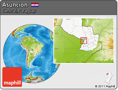 Physical Location Map of Asuncion, highlighted country