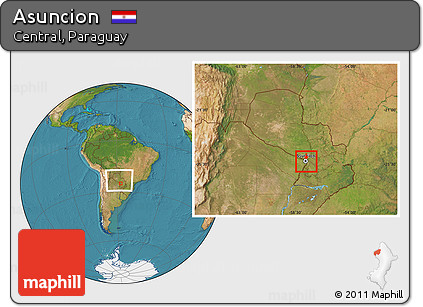 Satellite Location Map of Asuncion, within the entire country