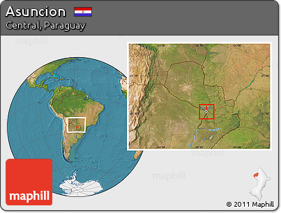 Satellite Location Map of Asuncion, within the entire country