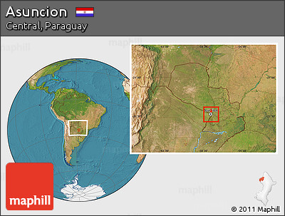Satellite Location Map of Asuncion, within the entire country