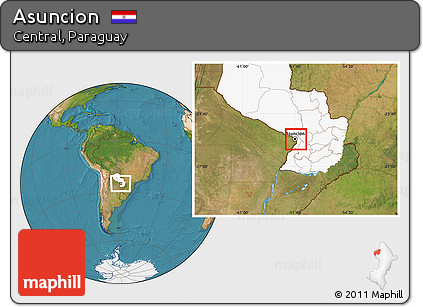 Satellite Location Map of Asuncion, highlighted country