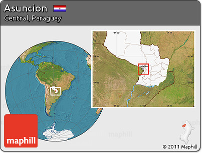Satellite Location Map of Asuncion, highlighted country
