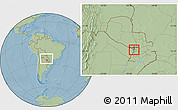 Savanna Style Location Map of Asuncion, within the entire country, hill shading