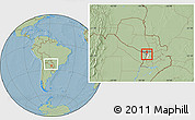 Savanna Style Location Map of Asuncion, highlighted parent region, within the entire country, hill shading