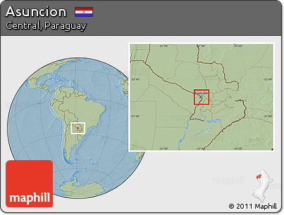 Savanna Style Location Map of Asuncion, hill shading