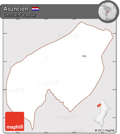 Classic Style Simple Map of Asuncion, cropped outside